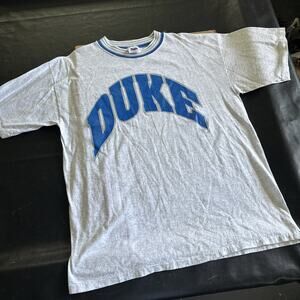 VINTAGE 90s DUKE BLUE DEVILS BASKETBALL T-SHIRT RINGER MADE IN USA RARE XL